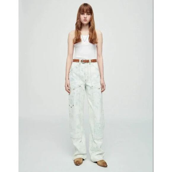 NEW! RE/DONE Sunbleach Super High Workwear $395 msrp Size 30 Jeans White G21-1 - Picture 1 of 8